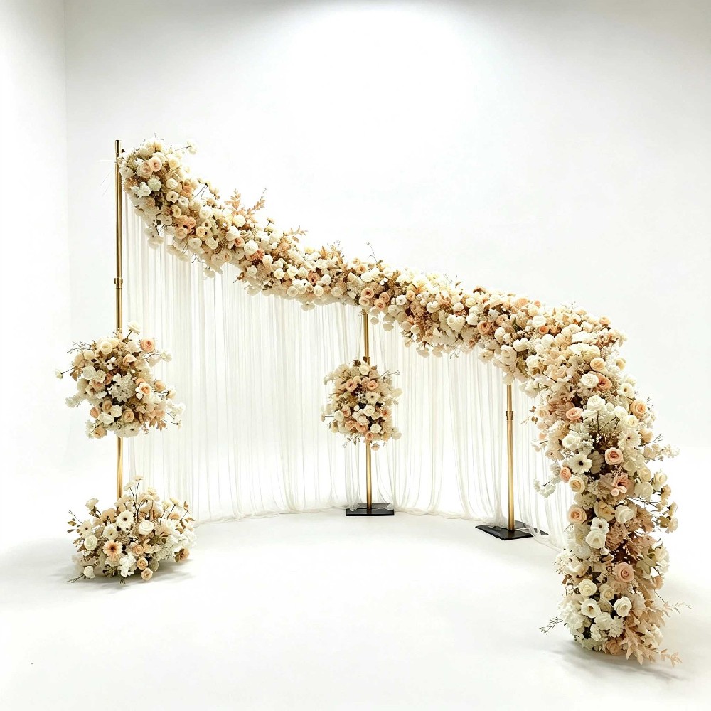 Curved wave wedding arch stand aluminum adjustable pipe and drape backdrop frame for ceremony reception wedding party event decoration
